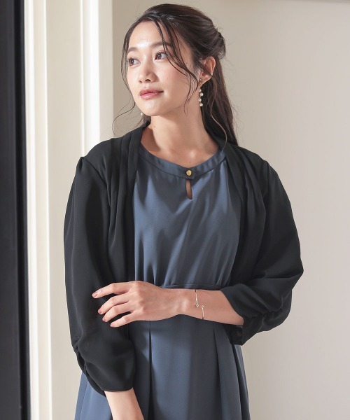 カーディガン 「結婚式・パーティードレス」着丈長めバックリボンデザインシフォンボレロ レディース セール】【結婚式・パーティードレス】着丈長めバックリボン