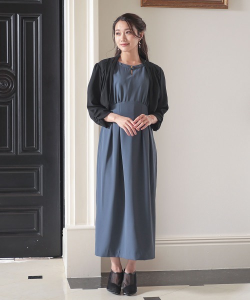 Jolie et Jolie(ジョリーエジョリー)の「着丈長めバックリボンデザインシフォンボレロ(カーディガン/ボレロ・レディース・ベージュ/ブラック・3L/S/M/L/LL/5L/4L)」の9枚目の写真