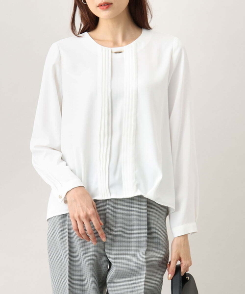 メタルパーツ付きピンタックブラウス/洗える（シャツ/ブラウス）｜OFUON（オフオン）