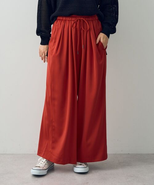 【セール】サテンタックワイドパンツ（その他パンツ）｜Editt by YECCA VECCA（エディットバイイェッカヴェッカ）