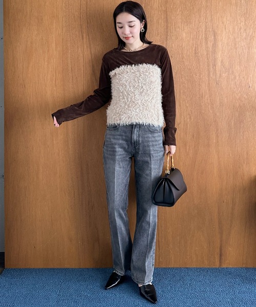 Doux archives（ドゥアルシーヴ）の「シアーベロアロンＴｅｅ（Tシャツ/カットソー・レディース・ブラウン/チャコールグレー/ブラック・FREE）」の13枚目の写真