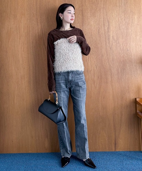 Doux archives（ドゥアルシーヴ）の「シアーベロアロンＴｅｅ（Tシャツ/カットソー・レディース・ブラウン/チャコールグレー/ブラック・FREE）」の16枚目の写真