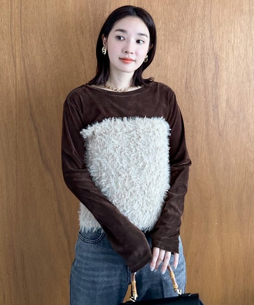 Doux archives（ドゥアルシーヴ）の「シアーベロアロンＴｅｅ（Tシャツ/カットソー・レディース・ブラウン/チャコールグレー/ブラック・FREE）」の18枚目の写真