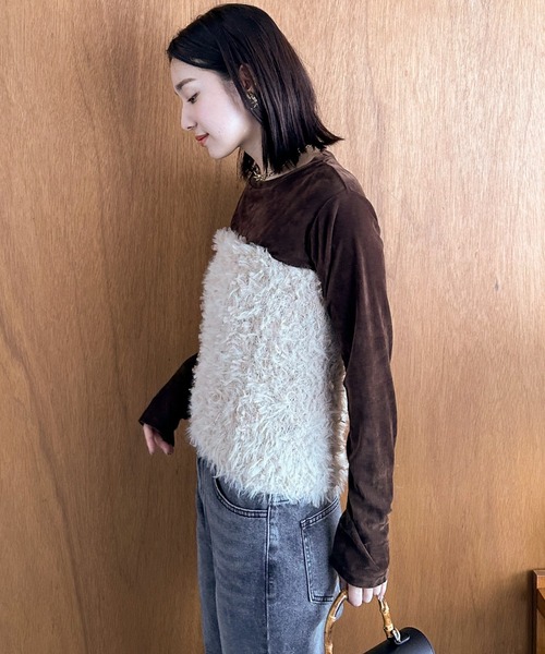 Doux archives（ドゥアルシーヴ）の「シアーベロアロンＴｅｅ（Tシャツ/カットソー・レディース・ブラウン/チャコールグレー/ブラック・FREE）」の19枚目の写真