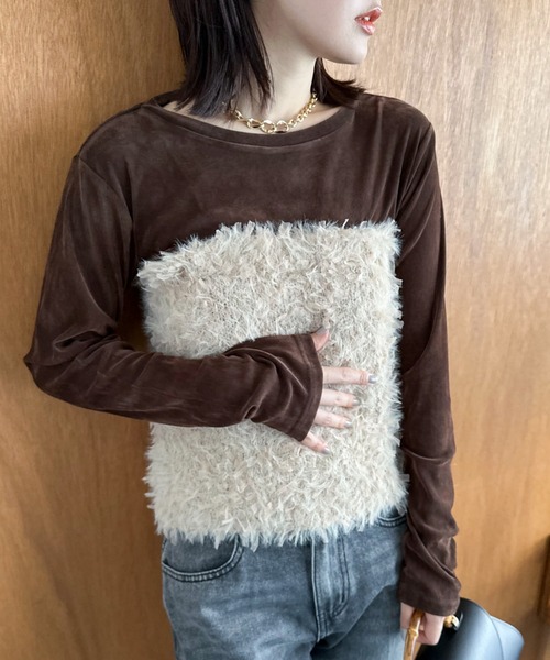 Doux archives（ドゥアルシーヴ）の「シアーベロアロンＴｅｅ（Tシャツ/カットソー・レディース・ブラウン/チャコールグレー/ブラック・FREE）」の22枚目の写真