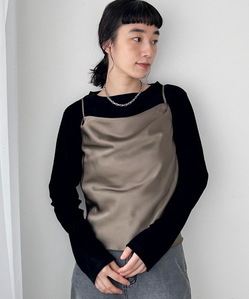 Doux archives（ドゥアルシーヴ）の「シアーベロアロンＴｅｅ（Tシャツ/カットソー・レディース・ブラウン/チャコールグレー/ブラック・FREE）」の7枚目の写真