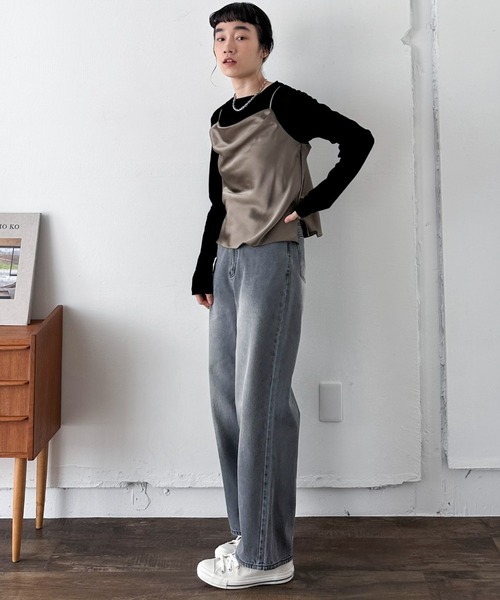 Doux archives（ドゥアルシーヴ）の「シアーベロアロンＴｅｅ（Tシャツ/カットソー・レディース・ブラウン/チャコールグレー/ブラック・FREE）」の4枚目の写真