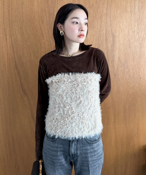 Doux archives（ドゥアルシーヴ）の「シアーベロアロンＴｅｅ（Tシャツ/カットソー・レディース・ブラウン/チャコールグレー/ブラック・FREE）」の20枚目の写真