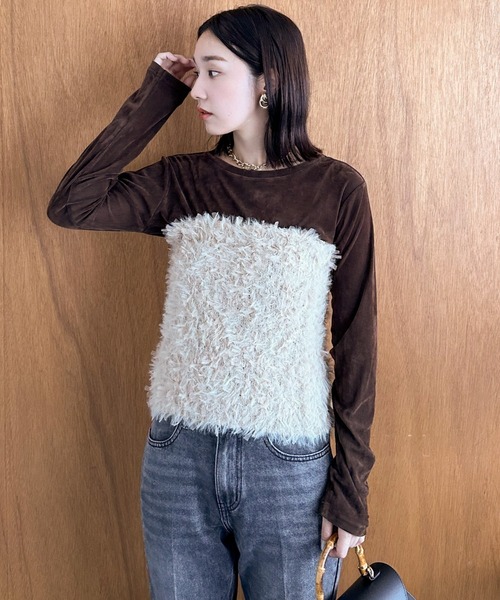 Doux archives（ドゥアルシーヴ）の「シアーベロアロンＴｅｅ（Tシャツ/カットソー・レディース・ブラウン/チャコールグレー/ブラック・FREE）」の21枚目の写真