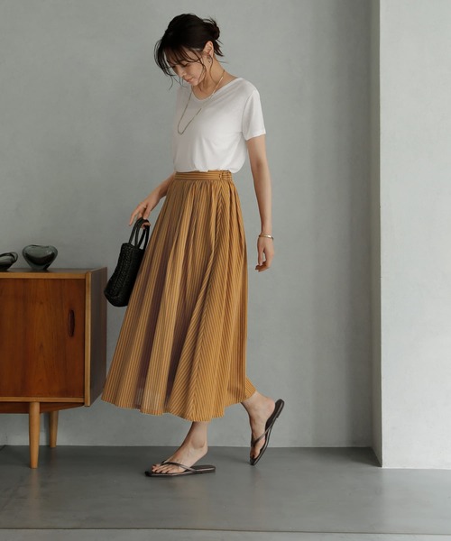 STYLE DELI(スタイルデリ)の「少し透けるテロテロTシャツ(Tシャツ/カットソー・レディース・オレンジ/ライム/ホワイト・FREE)」の13枚目の写真