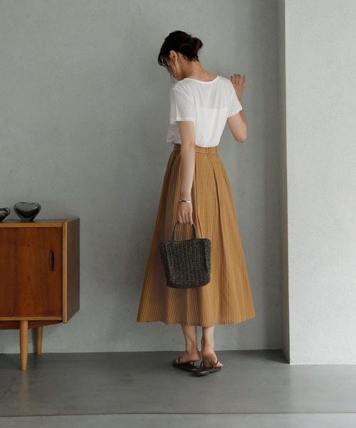 STYLE DELI(スタイルデリ)の「少し透けるテロテロTシャツ(Tシャツ/カットソー・レディース・オレンジ/ライム/ホワイト・FREE)」の14枚目の写真