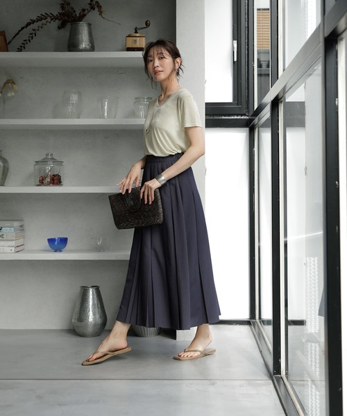 STYLE DELI(スタイルデリ)の「少し透けるテロテロTシャツ(Tシャツ/カットソー・レディース・オレンジ/ライム/ホワイト・FREE)」の7枚目の写真