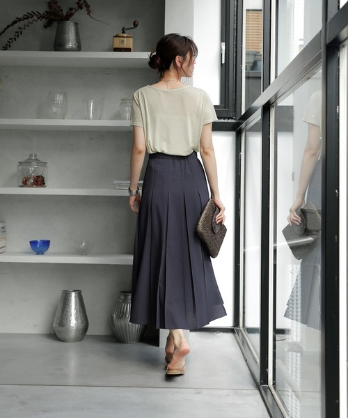 STYLE DELI(スタイルデリ)の「少し透けるテロテロTシャツ(Tシャツ/カットソー・レディース・オレンジ/ライム/ホワイト・FREE)」の8枚目の写真