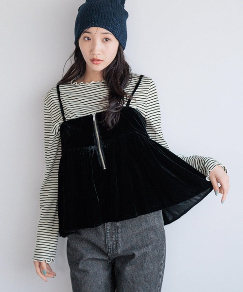 LOWRYS FARM（ローリーズファーム）の「アソートギャザーキャミ 138736（キャミソール・レディース・ブラック系その他/ブラック/アイボリー・LONG/SHORT）」の3枚目の写真