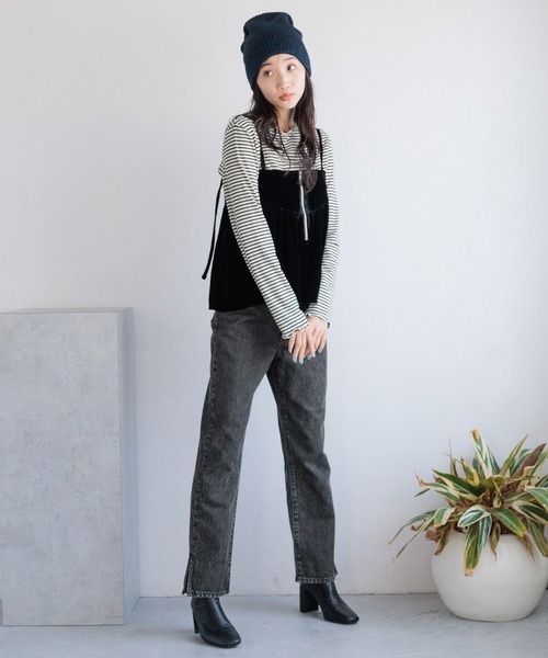 LOWRYS FARM（ローリーズファーム）の「アソートギャザーキャミ 138736（キャミソール・レディース・ブラック系その他/ブラック/アイボリー・LONG/SHORT）」の11枚目の写真