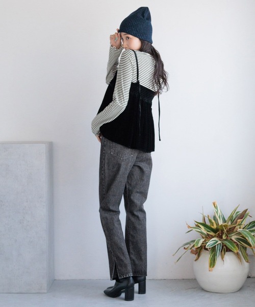 LOWRYS FARM（ローリーズファーム）の「アソートギャザーキャミ 138736（キャミソール・レディース・ブラック系その他/ブラック/アイボリー・LONG/SHORT）」の12枚目の写真