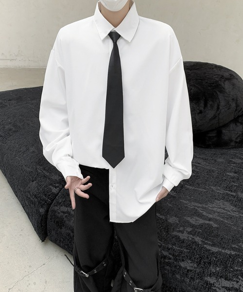 FVLMEN（フルメン）の「【FVLMEN】standard basic tie design longsleeve shirt/スタンダード ベーシック タイ デザイン ロングスリーブ シャツ（シャツ/ブラウス・メンズ・ホワイト/チャコールグレー/ブラック・MEDIUM/LARGE/X-LARGE）」の6枚目の写真