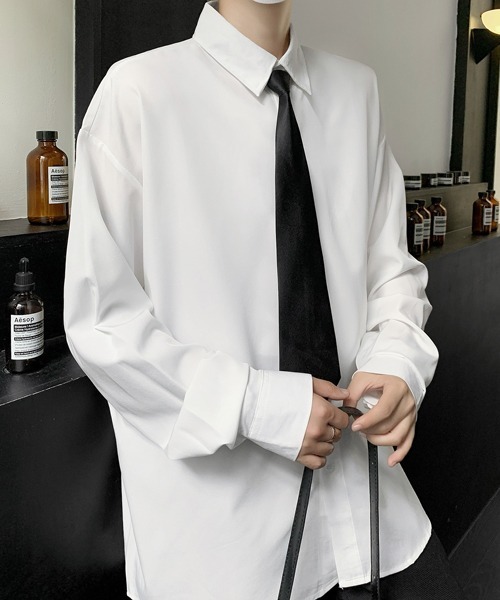 FVLMEN（フルメン）の「【FVLMEN】standard basic tie design longsleeve shirt/スタンダード ベーシック タイ デザイン ロングスリーブ シャツ（シャツ/ブラウス・メンズ・ホワイト/チャコールグレー/ブラック・MEDIUM/LARGE/X-LARGE）」の11枚目の写真