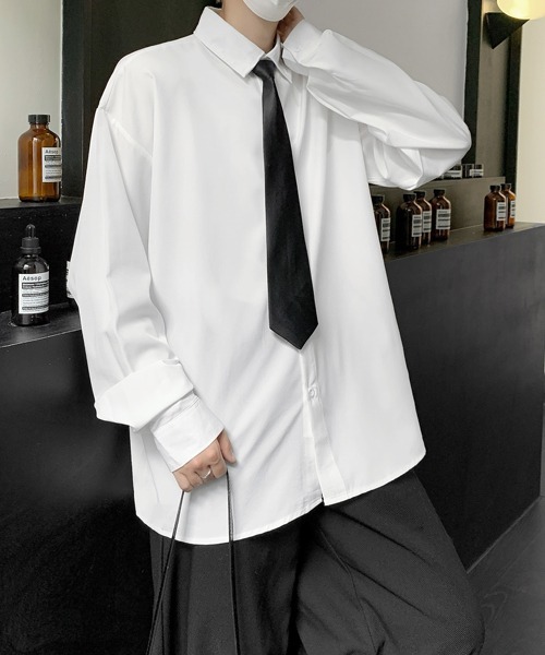 FVLMEN（フルメン）の「【FVLMEN】standard basic tie design longsleeve shirt/スタンダード ベーシック タイ デザイン ロングスリーブ シャツ（シャツ/ブラウス・メンズ・ホワイト/チャコールグレー/ブラック・MEDIUM/LARGE/X-LARGE）」の8枚目の写真