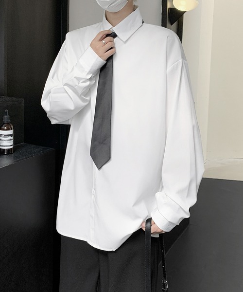 FVLMEN（フルメン）の「【FVLMEN】standard basic tie design longsleeve shirt/スタンダード ベーシック タイ デザイン ロングスリーブ シャツ（シャツ/ブラウス・メンズ・ホワイト/チャコールグレー/ブラック・MEDIUM/LARGE/X-LARGE）」の7枚目の写真