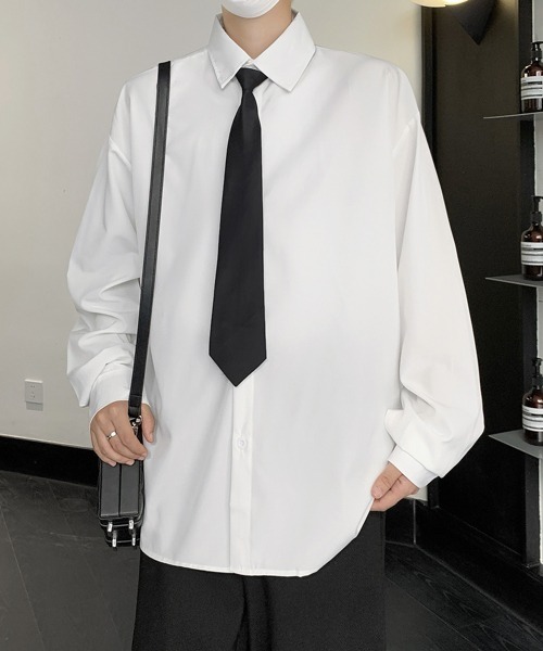 FVLMEN（フルメン）の「【FVLMEN】standard basic tie design longsleeve shirt/スタンダード ベーシック タイ デザイン ロングスリーブ シャツ（シャツ/ブラウス・メンズ・ホワイト/チャコールグレー/ブラック・MEDIUM/LARGE/X-LARGE）」の10枚目の写真