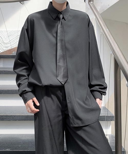 FVLMEN（フルメン）の「【FVLMEN】standard basic tie design longsleeve shirt/スタンダード ベーシック タイ デザイン ロングスリーブ シャツ（シャツ/ブラウス・メンズ・ホワイト/チャコールグレー/ブラック・MEDIUM/LARGE/X-LARGE）」の15枚目の写真