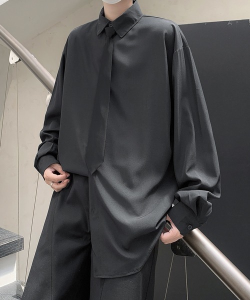 FVLMEN（フルメン）の「【FVLMEN】standard basic tie design longsleeve shirt/スタンダード ベーシック タイ デザイン ロングスリーブ シャツ（シャツ/ブラウス・メンズ・ホワイト/チャコールグレー/ブラック・MEDIUM/LARGE/X-LARGE）」の16枚目の写真