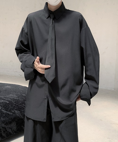 FVLMEN（フルメン）の「【FVLMEN】standard basic tie design longsleeve shirt/スタンダード ベーシック タイ デザイン ロングスリーブ シャツ（シャツ/ブラウス・メンズ・ホワイト/チャコールグレー/ブラック・MEDIUM/LARGE/X-LARGE）」の18枚目の写真