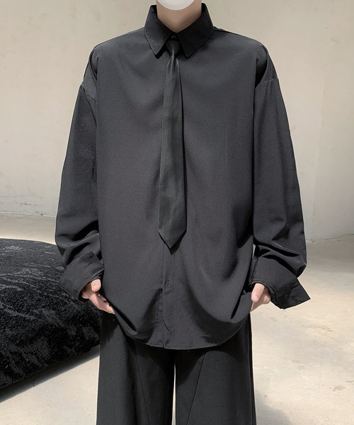 FVLMEN（フルメン）の「【FVLMEN】standard basic tie design longsleeve shirt/スタンダード ベーシック タイ デザイン ロングスリーブ シャツ（シャツ/ブラウス・メンズ・ホワイト/チャコールグレー/ブラック・MEDIUM/LARGE/X-LARGE）」の19枚目の写真