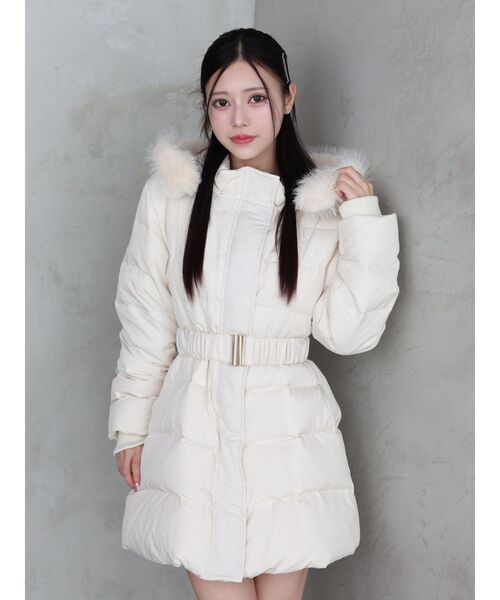 EATME（イートミー）の「フェイクファーフードレディダウンコート（ダウンジャケット/コート・レディース・オフホワイト/ブラック・FREE）」の6枚目の写真