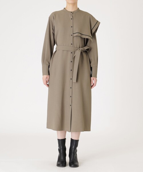 CAST:（キャストコロン）の「【1枚着でも羽織りでも】レイヤードディテールワンピース（ワンピース・レディース・ベージュ系その他4/ネイビー・S/M）」の5枚目の写真