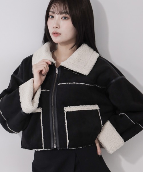 ジャケット・アウター BoMango REVERSIBLE FAKE MOUTON BOA JACKET/リバーシブルフェイクムートン