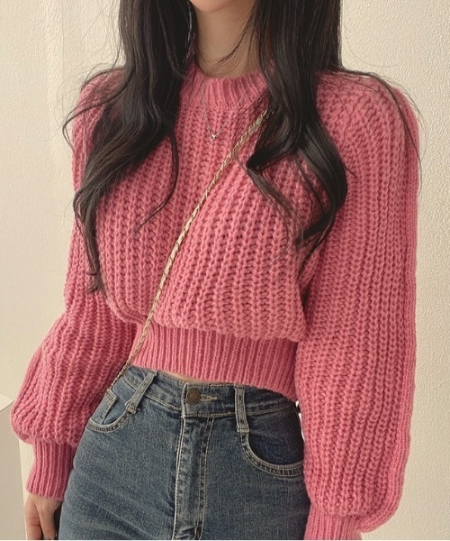 SHEENA（シーナ）の「ショート丈ローゲージニットトップス（Tシャツ/カットソー・レディース・オフホワイト/ブラック/モカ/ピンク・M）」の13枚目の写真