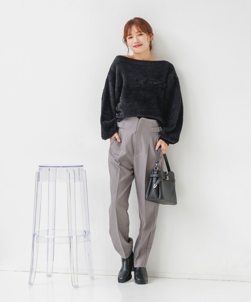 mysty woman（ミスティウーマン）の「Ｗベルトテーパードパンツ 149651（スラックス・レディース・グレー/チャコールグレー/ブルー系その他/ダークブラウン/ベージュ系その他・FREE）」の7枚目の写真