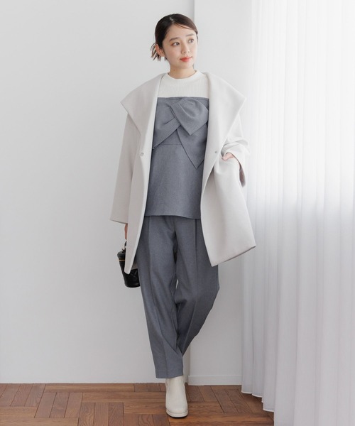 mysty woman（ミスティウーマン）の「Ｗベルトテーパードパンツ 149651（スラックス・レディース・グレー/チャコールグレー/ブルー系その他/ダークブラウン/ベージュ系その他・FREE）」の15枚目の写真