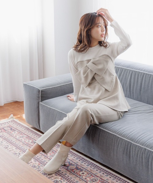 mysty woman（ミスティウーマン）の「Ｗベルトテーパードパンツ 149651（スラックス・レディース・グレー/チャコールグレー/ブルー系その他/ダークブラウン/ベージュ系その他・FREE）」の17枚目の写真