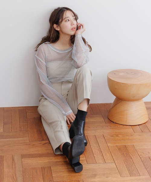 mysty woman（ミスティウーマン）の「Ｗベルトテーパードパンツ 149651（スラックス・レディース・グレー/チャコールグレー/ブルー系その他/ダークブラウン/ベージュ系その他・FREE）」の19枚目の写真