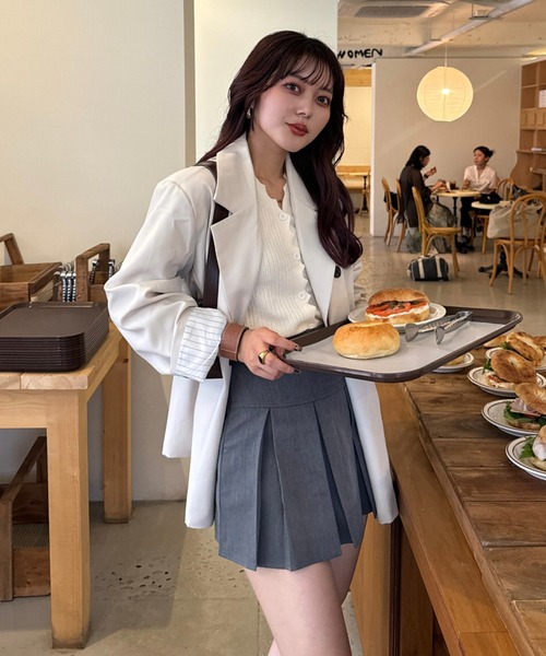 efill(エフィル)の「リブニット 素材 シンプル カーディガン(ニット/セーター・レディース・グレー/ベージュ・FREE)」の6枚目の写真