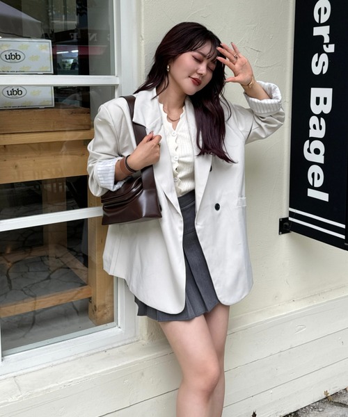 efill(エフィル)の「リブニット 素材 シンプル カーディガン(ニット/セーター・レディース・グレー/ベージュ・FREE)」の5枚目の写真