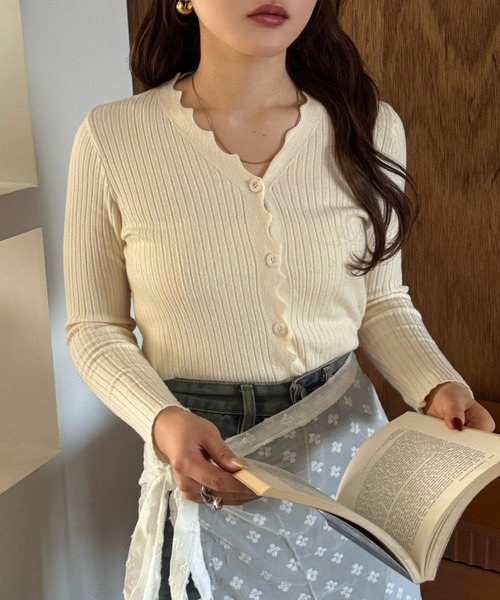 efill(エフィル)の「リブニット 素材 シンプル カーディガン(ニット/セーター・レディース・グレー/ベージュ・FREE)」の17枚目の写真