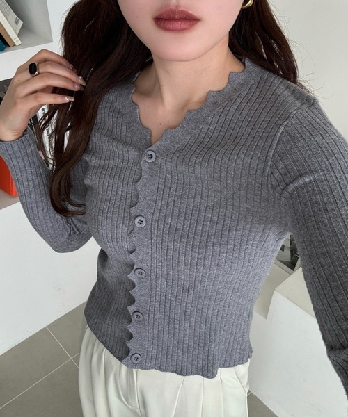 efill(エフィル)の「リブニット 素材 シンプル カーディガン(ニット/セーター・レディース・グレー/ベージュ・FREE)」の19枚目の写真