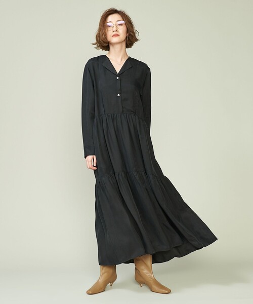 【未使用】conte コンテ　キュプラギャザーティアードワンピース conte（コンテ）の「＜conte＞キュプラ ギャザー ティアードワンピース