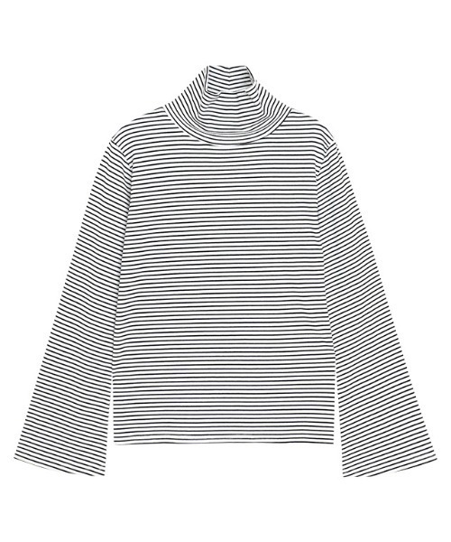 Pierrot(ピエロ)の「【静電気防止】【フレア袖】タートルネック/フレア袖 デザインカットソー(Tシャツ/カットソー・レディース・オフホワイト/ブラック/ホワイト×ブラック/アイボリー・M/L)」の13枚目の写真