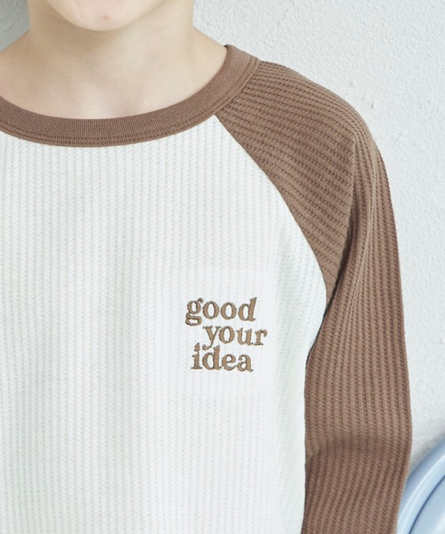 pairmanon(ペアマノン)の「ワッフル 選べるデザイン ワンポイント刺繍入り アソート Tシャツ(Tシャツ/カットソー・キッズ・ブルー/ミント/ベージュ/ピンク/ブラウン/テラコッタ・90/120/150/100/110/130/140)」の22枚目の写真