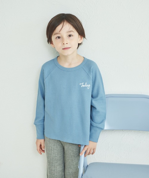 pairmanon(ペアマノン)の「ワッフル 選べるデザイン ワンポイント刺繍入り アソート Tシャツ(Tシャツ/カットソー・キッズ・ブルー/ミント/ベージュ/ピンク/ブラウン/テラコッタ・90/120/150/100/110/130/140)」の14枚目の写真
