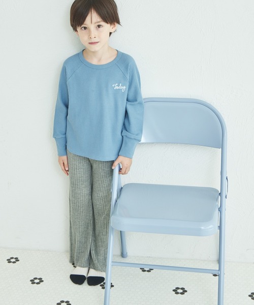 pairmanon(ペアマノン)の「ワッフル 選べるデザイン ワンポイント刺繍入り アソート Tシャツ(Tシャツ/カットソー・キッズ・ブルー/ミント/ベージュ/ピンク/ブラウン/テラコッタ・90/120/150/100/110/130/140)」の16枚目の写真