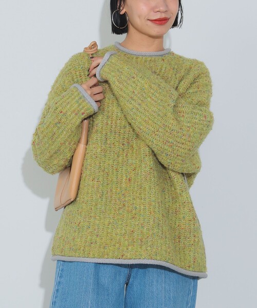 BEAMS HEART（ビームスハート）の「配色 ネップヤーン ニット（ウォッシャブル）（ニット/セーター・レディース・グレー/ブラック/イエロー・FREE）」の3枚目の写真