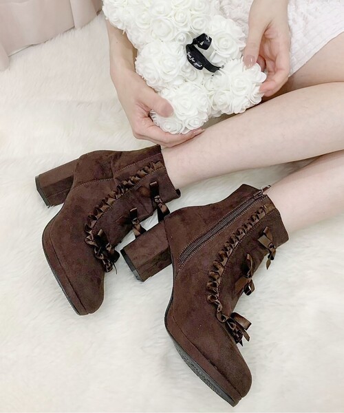 リボン3連フリルブーツ（ブーツ）｜cs T&P（シーエスティーアンドピー）