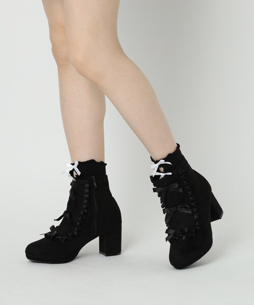 リボン3連フリルブーツ（ブーツ）｜cs T&P（シーエスティーアンドピー）