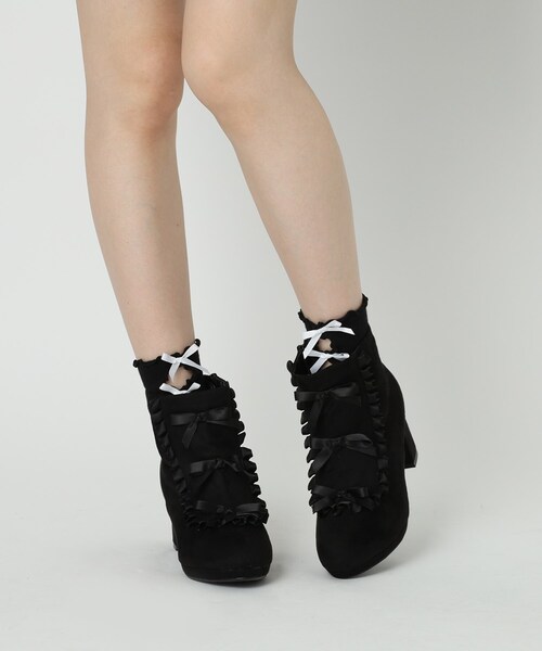 リボン3連フリルブーツ（ブーツ）｜cs T&P（シーエスティーアンドピー）